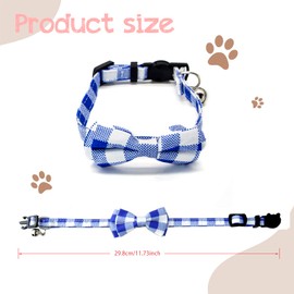 CHEERYMAGIC Plaid Cat Collars Cat Bow Collar With Bell Bow Tie Safety Quick Release Collars Adjustable Pet Collars For Kitten Cats Puppy A6TYGZXQ