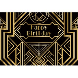 Renaiss 2.5 x 1.8 m Birthday Backdrop for Man Great Birthday Celebration Backdrop Black and Gold Photography Background Birthday Party Decorations Photo Studio Props