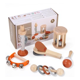 Zhufas Musikinstrumente Für Kinder, 6 PCS Musikinstrumente Musical Instruments Set, Montessori Spielzeug, Spielzeug Von Holz Percussion Kinder Schlagzeug Set, Kinderspielzeug Ab 1+ Jahre.