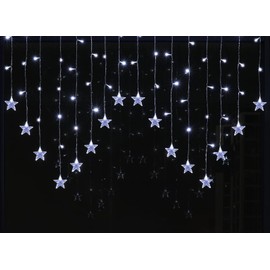 BLOOMWIN Star Curtain Fairy Lights Christmas Cool White 2 x 1 m Light Curtain Christmas Lighting Window Fairy Lights Christmas Decoration Window Indoor 8 Modes 104 LEDs USB Fairy Lights Curtain