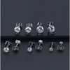 6Pcs Stud Earrings Set Hypoallergenic Cubic Zirconia Stud Flat Back
