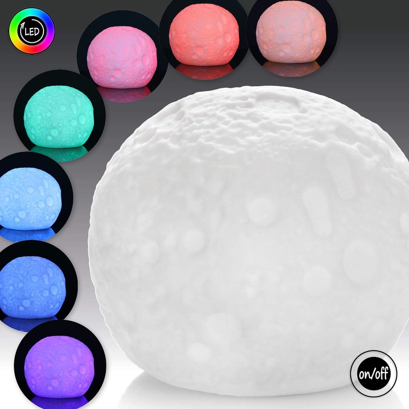 com-four® 2 x LED Moon 3D Bedside Lamp in Moon