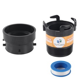 TonGass (1 x Combo Pack, Black) RV Sewer Pipe Adapter, 3" Rotating Rigid Bayonet Adapter with Male Thread & Hooks, Termination Fitting with 3" Bayonet & Hub, RV Sewer Hose Connector for Waste Disposal