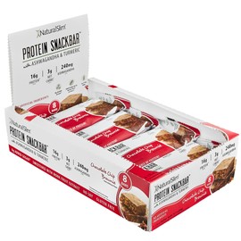 NaturalSlim Protein bars with Ashwagandha & Turmeric - High Protein Snacks Sweetened with Monkfruit & Stevia - Low in Carbohydrates & Low Calorie Snacks, 8 bars per box (8 bars (one box), Chocolate Chip Brownie)