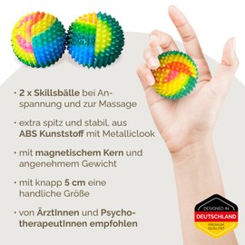 2 x DBT Skills Hedgehog Ball, Magnetic High Stress Acupressure Ball, for Stress Relief or Massage, Against Tension and for More Mobility and Concentration (Colourful, 47 mm)