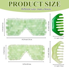 Jade Eye Mask 2 Pcs Jade Eye Mask for Facials can Relieve Puffiness and Relieve Eye Cover (Comes with Massage M-Shaped Comb *1, Eight-Tooth Comb *1)