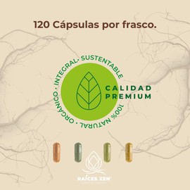 Raíces Zen | Magnesio Complex | CON 3 MAGNESIOS: Citrato, Glicinato y Gluconato de Magnesio | 600 mg Puros por Cápsula | Suplemento Alimenticio Vegano Sin Rellenos - 120 Cápsulas