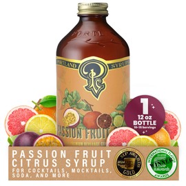 Portland Syrups Passion Fruit Citrus Syrup - Craft Tropical Sensations for Cocktails, Mocktails, Soda, and More - 12 oz with 10-15 Servings - Natural Organic Sugar, Lower Sugar Mixer