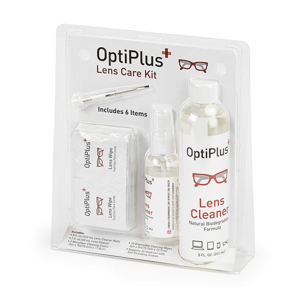 OptiPlus Lens Care Kit Alcohol-Free, Microfiber Cloths, Wipes, Eyeglass Screwdriver