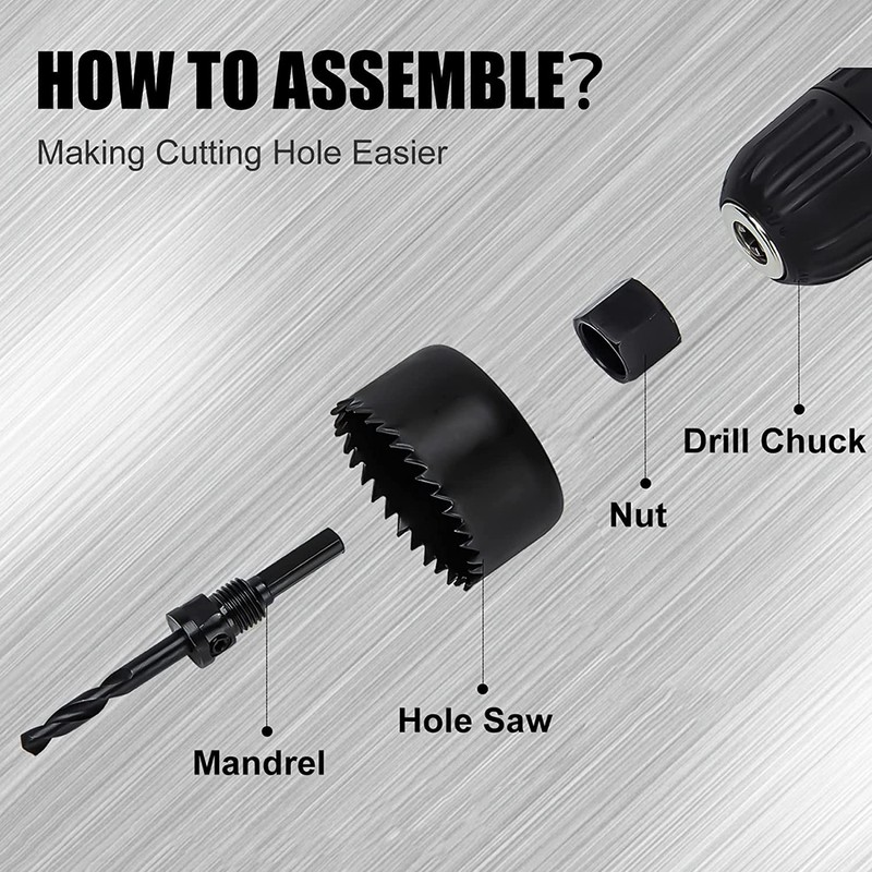 KATA 6PCS Hole Saw Kit 1-1/4" to 2-1/8"(32-54mm) Hole Saw