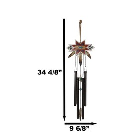 Ebros Gift Rustic Southwest Boho Chic 3 Feathers with Colorful Tribal Navajo Indian Vector Pattern Decorative Wind Chime Garden Patio Hanging Mobile Figurine Southwestern Accent