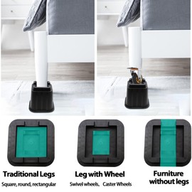 MYMULIKE Bed Risers 5 inch, Heavy Duty Bed Lifts Risers Support Up to 6000 Lbs for Sofa, Table, Couch, Chair or Desk (Set of 6, Black)