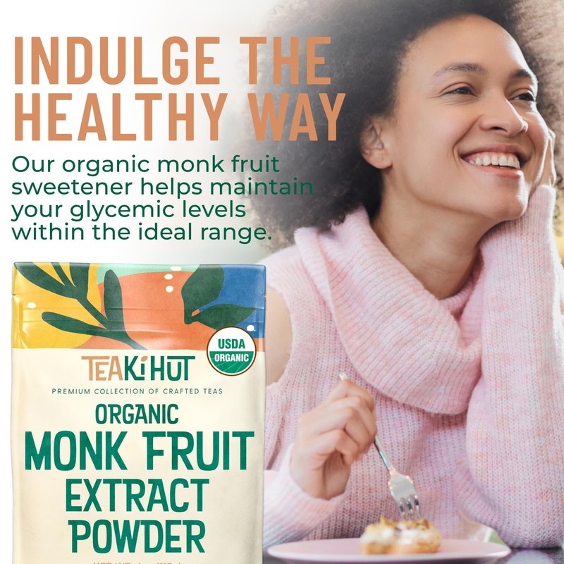Organic Pure Monk Fruit Sweetener, No Erythritol 4oz, 100% Monk