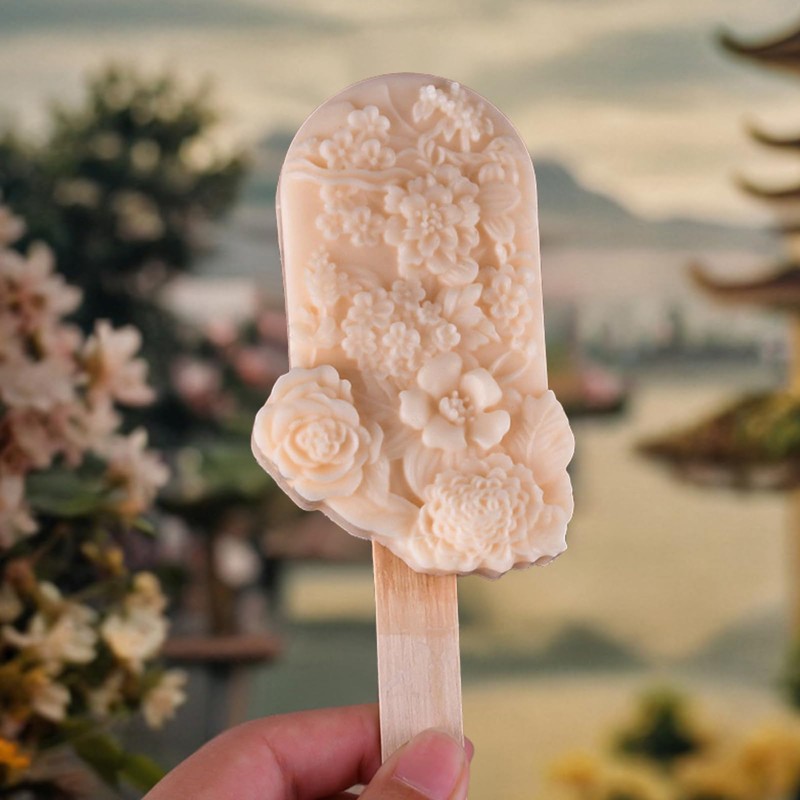 4 Pcs Popsicles Molds Flower Ice Cream Silicone Molds Floral
