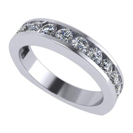 Central Diamond Center Anniversary Band Ring Channel Set w/Pure Brilliance CZ 0.75ctw - Euro Shank - Sterling Silver - Size 5