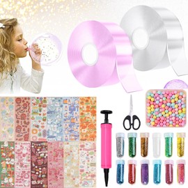 Nano Tape, Nano Tape Bubbles Set, Magic Nano Tape, Nano Tape Multipurpose, Nano Tape Set Suitable for Boys, Girls, with Sequin Sticker, DIY Craft Kit, Party Favours Gifts (Transparent + Purple)
