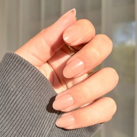 NKA Premium Press on Nails Kit, 30 Premium Quality Reusable Fake False Acrylic Short Oval Press on Nail -Glazed Lotus