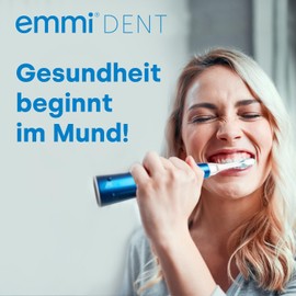 emmi-dent 4x Zahnbürstenaufsatz E4 (1x Blau+1x Türkis+1x Gelb+1x Weiß) I Standardform (ausgewogener Härtegrad, gerade Borsten) für emmi-dent Ultraschallzahnbürsten der Metallic- & Professional-Serie