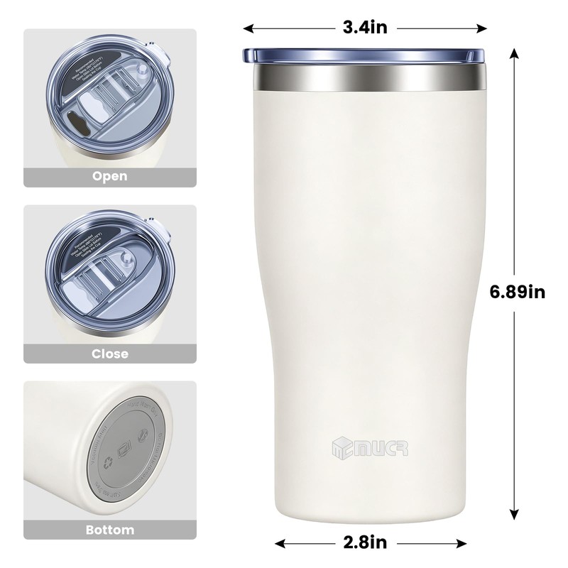 MUCR 17 oz Ceramic Lined Travel Tumbler with Cleaning Brush,