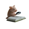 Gemmia Miniature Pig Figurine- Smart Reading Pig Statue