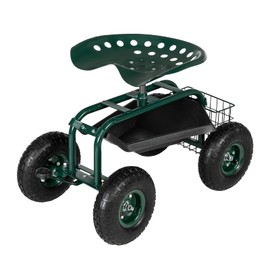 Garden Seat Car with Wheels, 360-degree Swivel Seat, for Backyard, Courtyard, Beach(30.7"x 17.7"x 22.4"). (Garden)