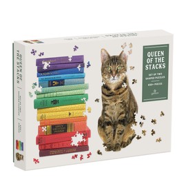 Galison Queen of The Stacks Set of Two Puzzle Set, Multicolor