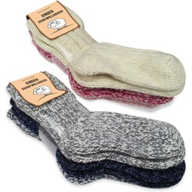 Normani Sheep’s Wool Winter Socks for Boys and Girls, 3 Pairs, Size 0 JNR to 5 UK (15 to 38 EU), multicolour, 35-38