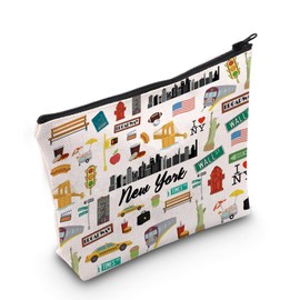 MYSOMY New York Gift New York Travel Makeup Bag New York Cosmetic Bag New York Souvenir Zipper Pouch Travel Toiletry Bag (I NY Bag)