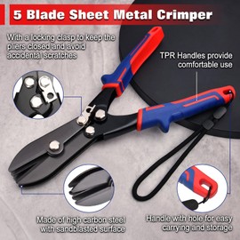 GOLD DEER 5 Blade Hand Crimper Sheet Metal Tools,Hvac Tool for 22-28 Gauge Duct Work Downspout and Stove Pipe,Crimping Tool Paper Crimper Sheet Metal Crimper Gutter End Cap Duct Crimping Tool