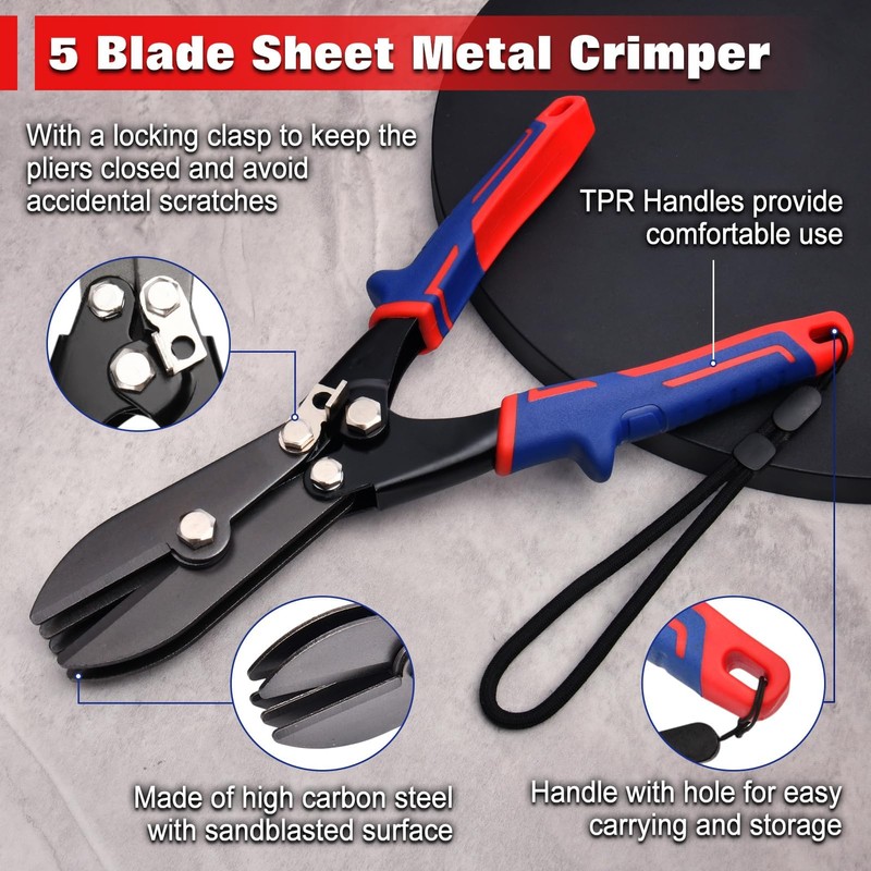 GOLD DEER 5 Blade Hand Crimper Sheet Metal Tools,Hvac Tool