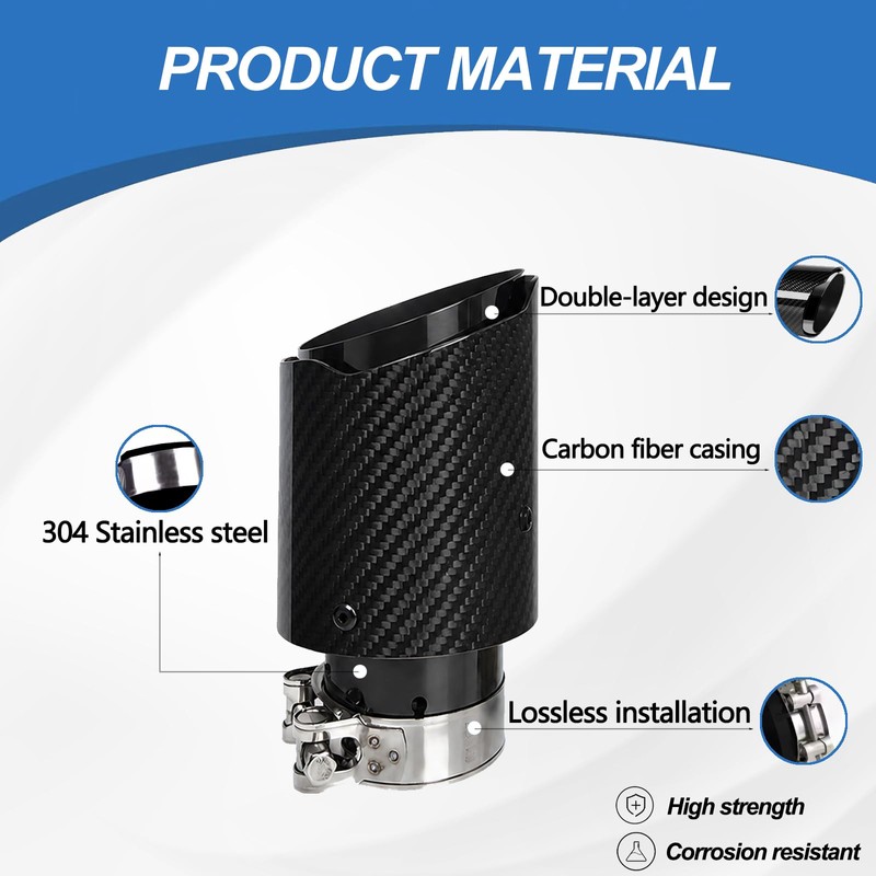 Carbon Fiber Exhaust Tip 2.5" Inlet to 4" Outlet, Bolt-On