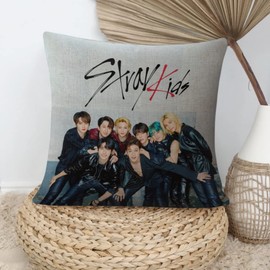 ZPPLD Stray Kids Gift Set, Stray Kids Fan Item, Kpop Stray Kids Fans Gift Set, Stray Kids Pillowcase, Stray Kids Sticker, Braided Leather Bracelet, Brooch, Stray Kids Merch