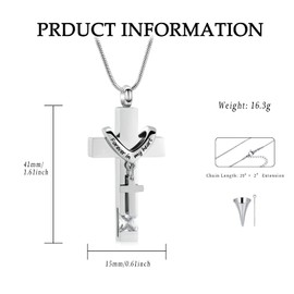 Cross Urn Necklace for Men Women Stainless Steel Memorial Cremation Jewelry for Ashes Urn Cremation Pendant for Human Ashes