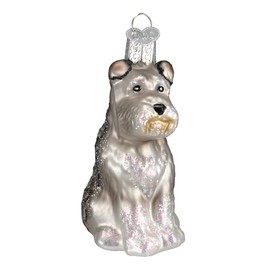 Old World Christmas Ornaments Grey Schnauzer Glass Blown Ornaments for Christmas Tree