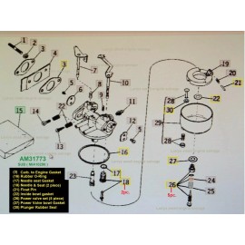 LME Walbro Carburetor Kit CARBURETOR KIT for 70s JOHN DEERE 112 AN 110 TECUMSEH HH100 CAST IRON ENGINE