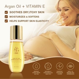 AOAO Stretch Mark Oil for Pregnancy and Body Oil for Pregnant Women, Morocco Nut Oil Help for Scars and Stretch Marks Removal and Prevention, Repair, Firming & Smoothing Fine Lines - 100ml/1pack