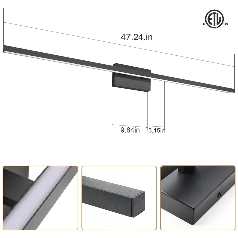 VOLISUN 48 inch Vanity Light for Bathrooms, 30W Dimmable 5CCT