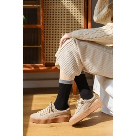 Yomandamor 6 Pairs Women's Bamboo seamless Crew Socks，9-11(Black + Grey Top)