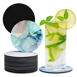 20 PCS Sublimation Blank Cup Coasters, White Round Rubber Cup Mat Pad for DIY Crafts Sublimation Heat Transfer Press Printing Projects Supplies, Blanks Coasters in Bulk, 4 x 4 inch