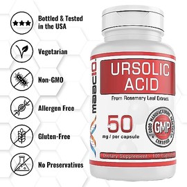MAAC10 Formulas - Ácido Ursólico 50 m- 100 Cápsulas - Activador SIRTUIN y AMPK - Apoyo corporal y Resistencia                                         