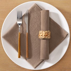 MLMC Cotton Linen Napkins Nude Rustic Washable Cloth Napkins Set of 4 17"x17" Soft Reusable Stonewashed Dinner Napkins Cloth for Wedding Party Reception Gathering Everyday Use