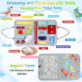 Esjay Busy Board for Toddlers, Montessori Toys for 1 2 3 4 Year Old, Busy Book Sensory Board Learning Toys for Fine Motor Skills, Gifts for Boys Girls, Travel Activities Toys for Airplane Car