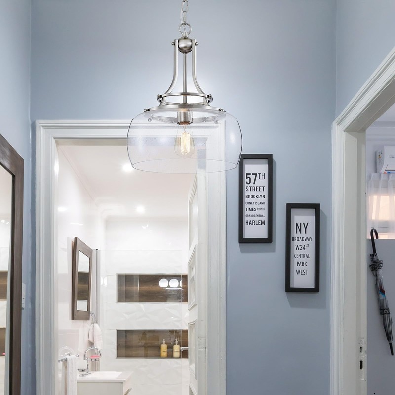 WUZUPS Chandelier Rustic Farmhouse Industrial Round Ceiling Pendant LED Light