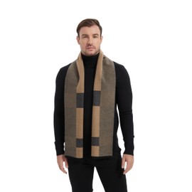 EP Mode Men's Winter Scarf, Cashmere Feel, Super Soft & Warm (Chevron Check Camel)