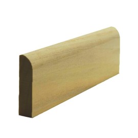 EWBS16 Baseboard Shoe 1-1/4" Tall x 5/16" Flat with Radius. Unfinished, Sapele Mahogany, 94"