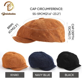 Dalababa 8 Panel Flat Cap, Classic Ivy Style Gatsby Beret Baker Boy Hat, Adjustable Irish Baseball Golf Driving Hunting Newsboy Hat for Men Women, 55-59 CM