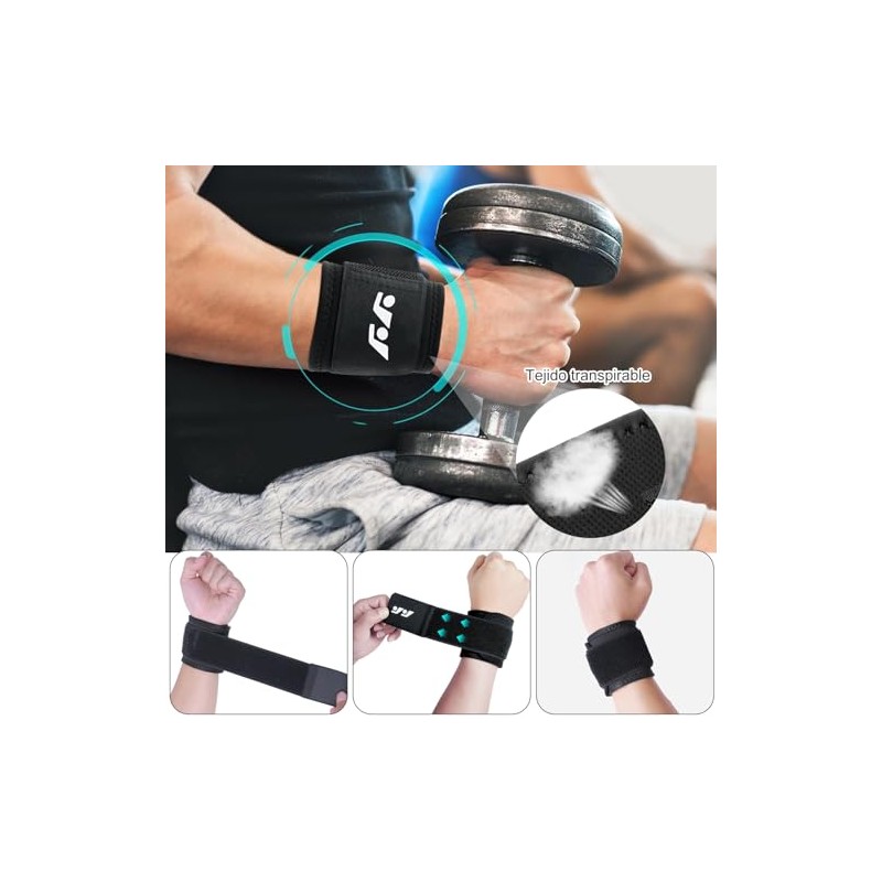 2pcs Muñequera Deportivas Transpirable, Muñequeras de Soporte