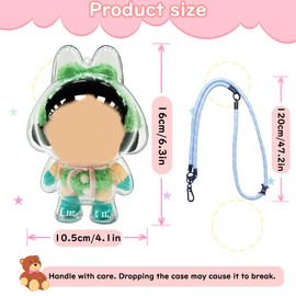 LUFEEMGA Protective Case for Crybaby Doll,Clear Plastic Display Standing Style Protective Cover PVC Bag Hanging Model Box with Keychain