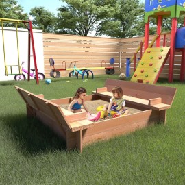 Sandbox for Kids with Cover Kids Sandbox 2 Foldable Bench Seats for Backyard