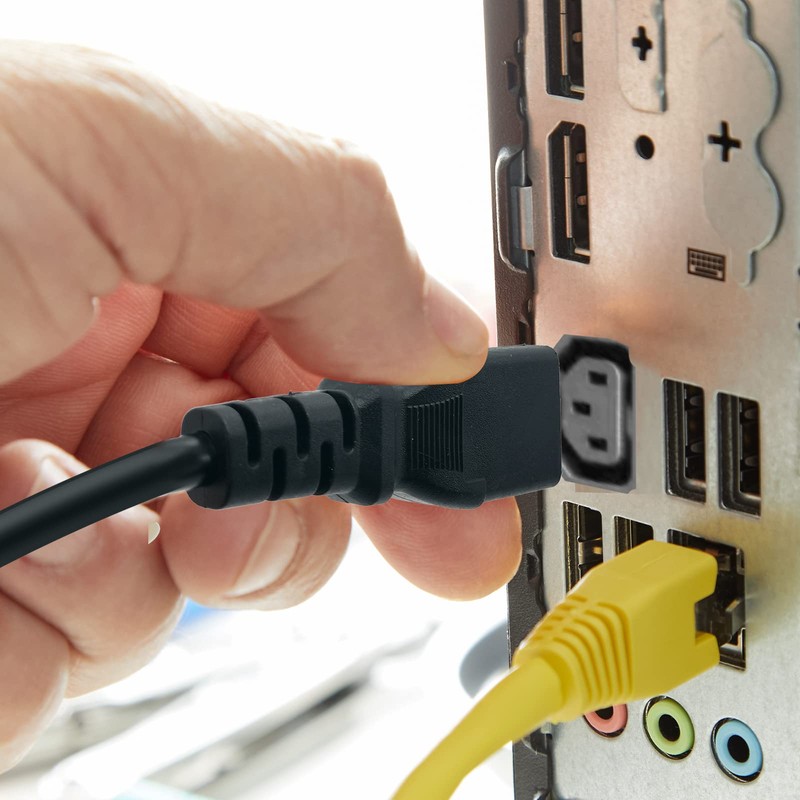 Power Cable for PC, Printer, Monitor, IEC C13 Plug, Schuko